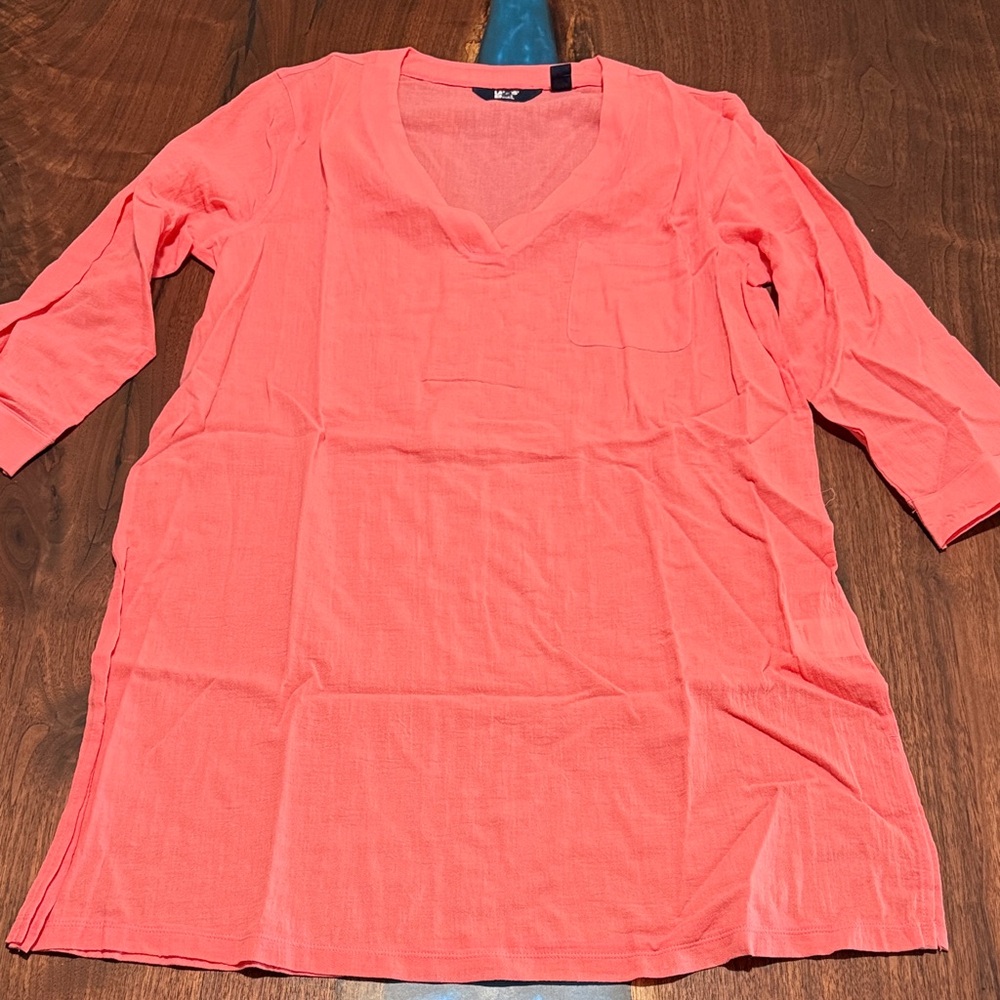 Lands' End Coral V-Neck Swim Coverup Tunic